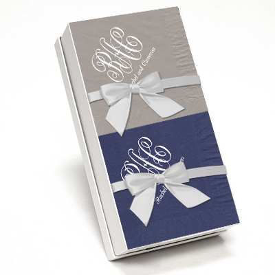 Interlocking Script Monogram with Text Napkin Gift Set